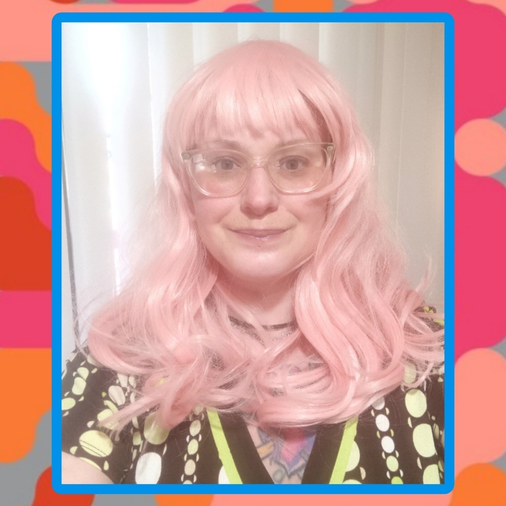 Synthetic Long Wavy Pink Wig with Bangs - Women Hair